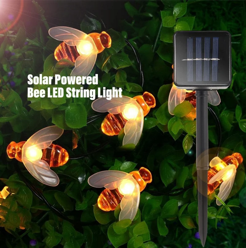 Zonnelampen Lichtsnoer Bijen 30-50 LED Warmwit Tuin Sfeerverlichting Waterdicht Decoratief IP65 Buitenverlichting | Sansoti