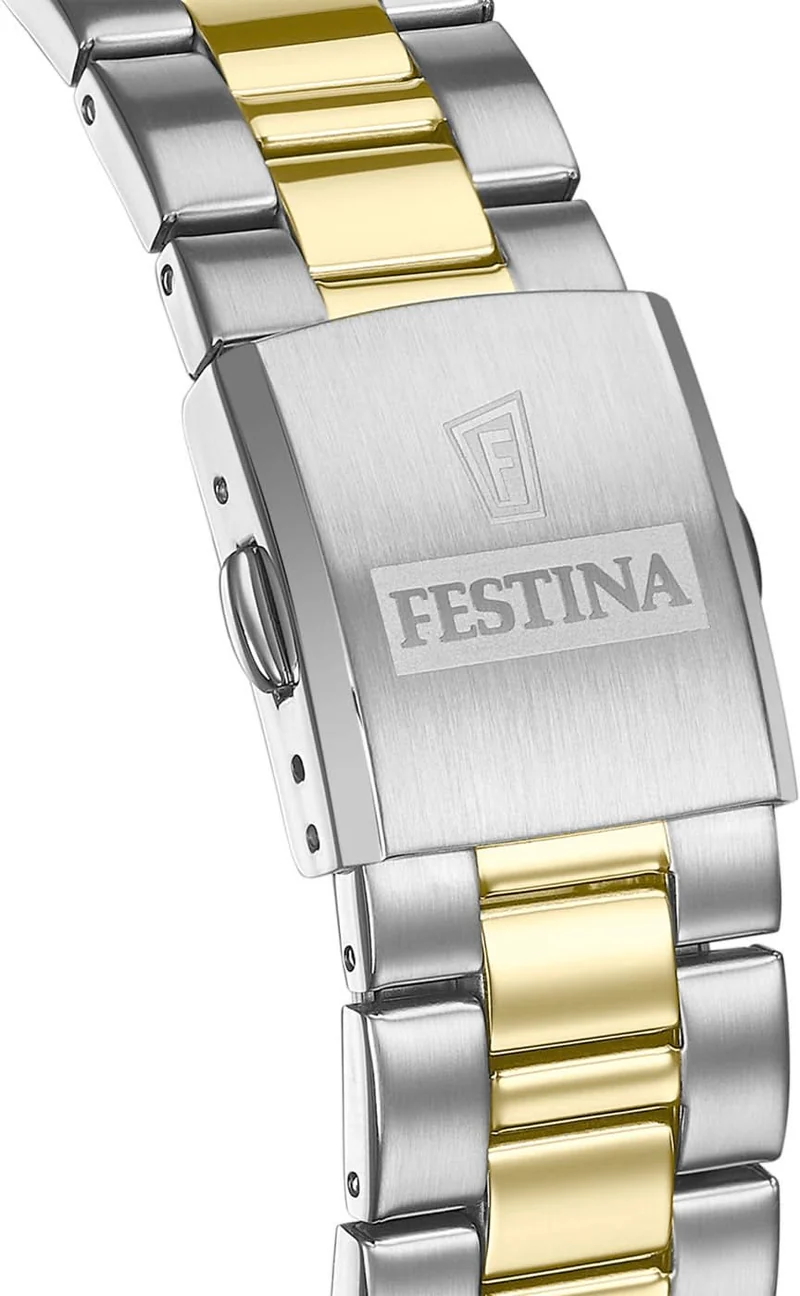 Festina Classics F20554/4 Herrenuhr • Bicolor Edelstahl-Design • Blaues Zifferblatt