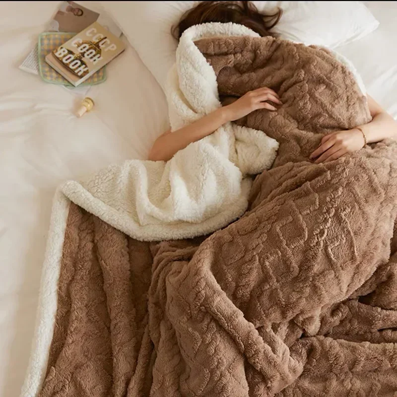 Dikke Winterdeken Dubbellaags Fleece Lammwol Warm Sprei Plaid Dekbed Gezellig Microvezel 70-230cm | Sansoti