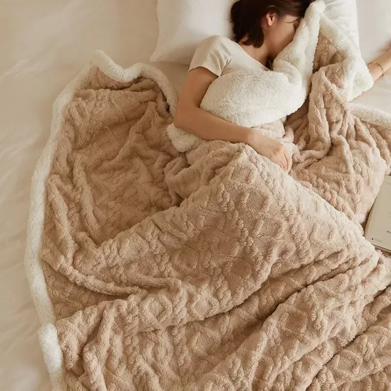Dikke Winterdeken Dubbellaags Fleece Lammwol Warm Sprei Plaid Dekbed Gezellig Microvezel 70-230cm | Sansoti