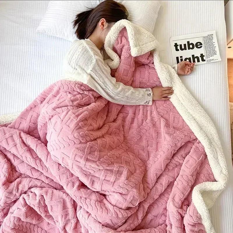 Dikke Winterdeken Dubbellaags Fleece Lammwol Warm Sprei Plaid Dekbed Gezellig Microvezel 70-230cm | Sansoti