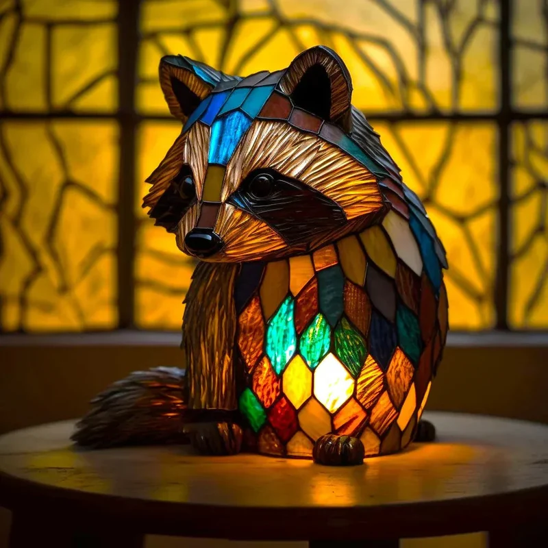 Decoratieve Tafellamp met Dierenprint Gebrandschilderd Glas Effect 15cm Warm Sfeerlicht voor Woonkamer Slaapkamer Nachtkastje | Sansoti