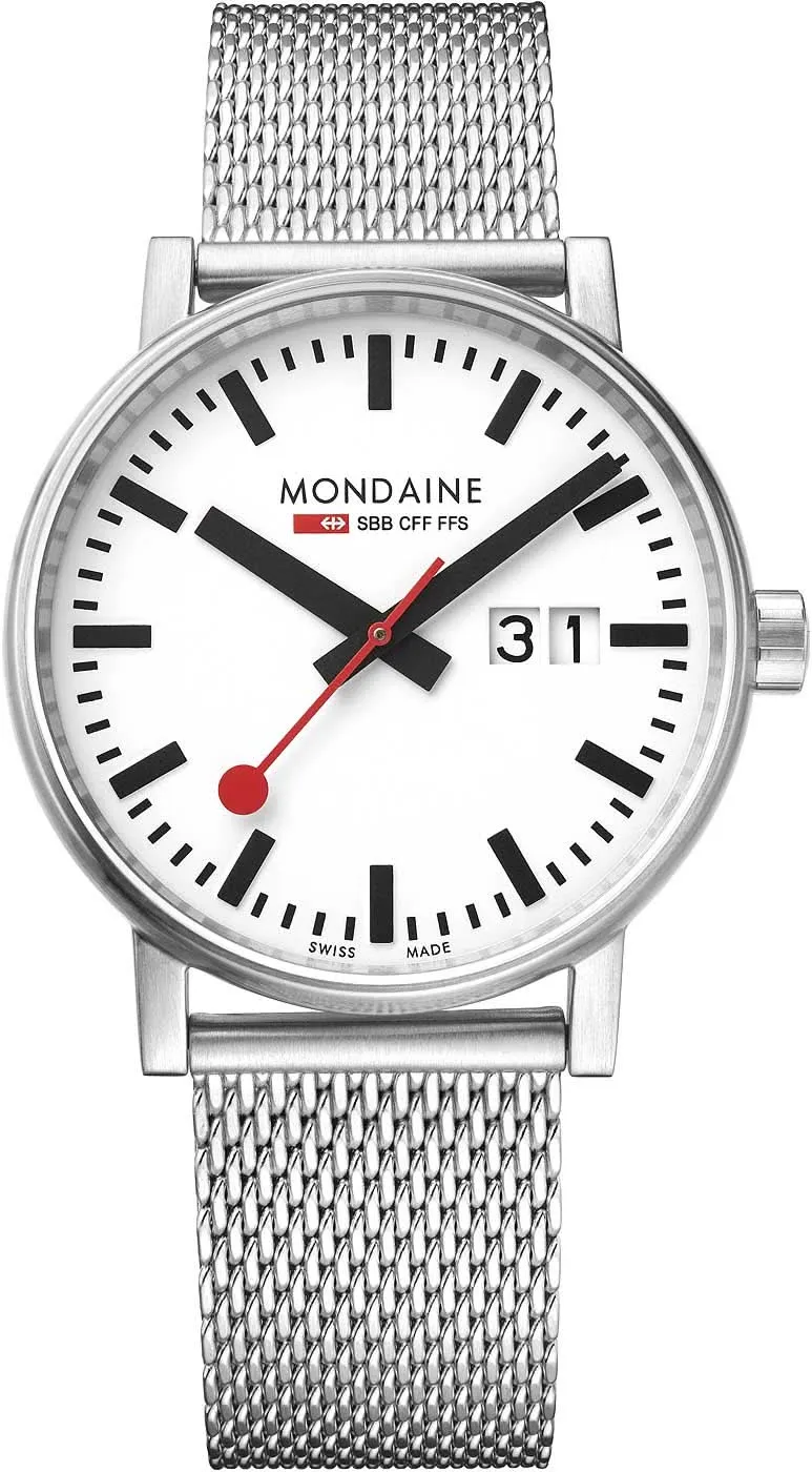 Mondaine Evo2 MSE.40210.SM Unisex-Uhr • Schweizer Bahnhofsuhr-Design • Big Date