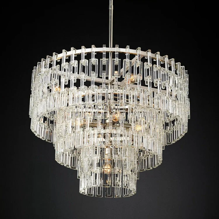 Kristallen Kroonluchter Meerdere Lagen Messing Glas Rond Plafond Verlichting Luxe Eetkamer Woonkamer Design | Sansoti