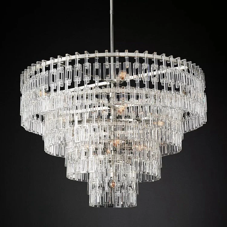 Kristallen Kroonluchter Meerdere Lagen Messing Glas Rond Plafond Verlichting Luxe Eetkamer Woonkamer Design | Sansoti