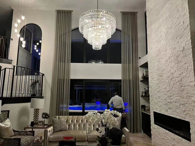 Kristallen Kroonluchter Meerdere Lagen Messing Glas Rond Plafond Verlichting Luxe Eetkamer Woonkamer Design | Sansoti