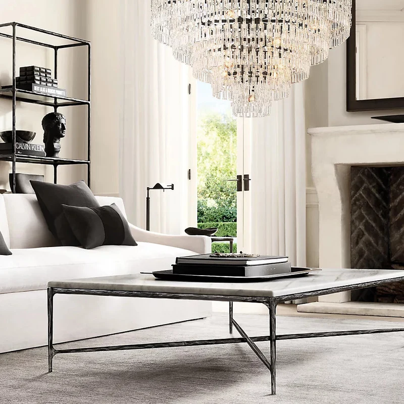 Kristallen Kroonluchter Meerdere Lagen Messing Glas Rond Plafond Verlichting Luxe Eetkamer Woonkamer Design | Sansoti