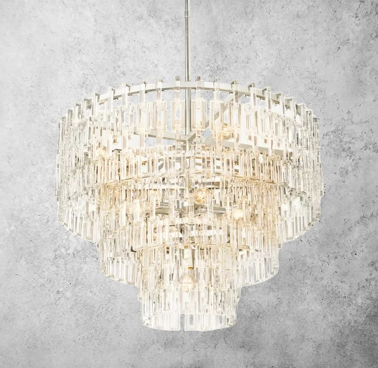 Kristallen Kroonluchter Meerdere Lagen Messing Glas Rond Plafond Verlichting Luxe Eetkamer Woonkamer Design | Sansoti