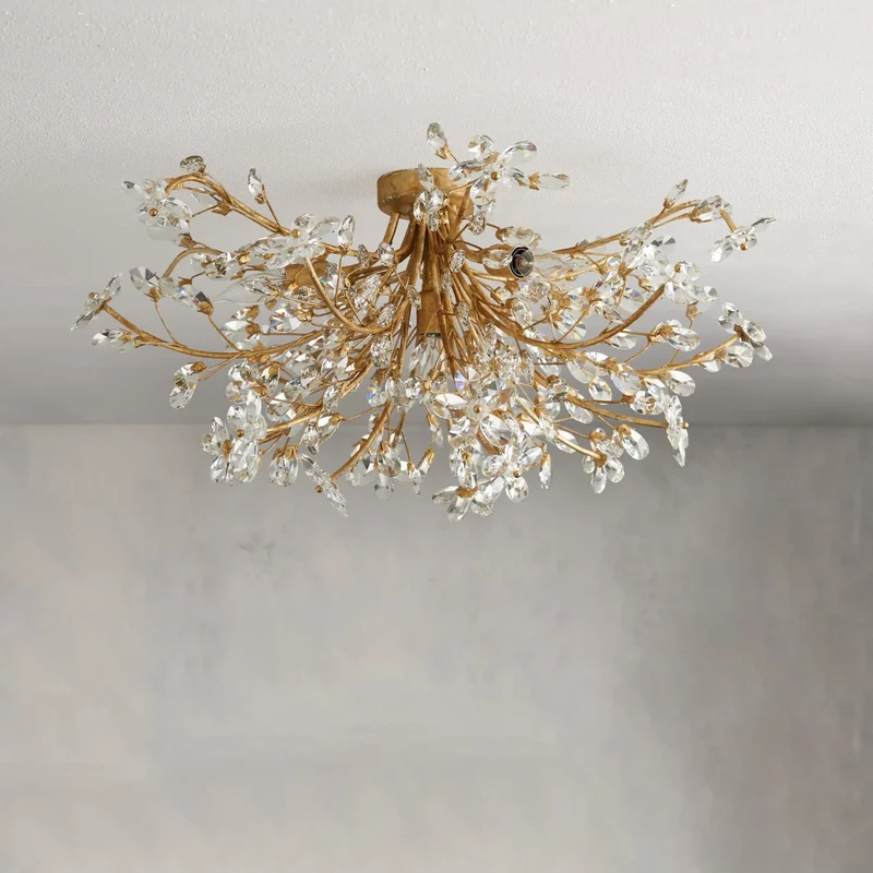 Kristallen Plafondlamp Ø70cm IJzer Handafgewerkt Bloesem Design Vier Lichtpunten Elegant Venetiaans Woonkamer | Sansoti