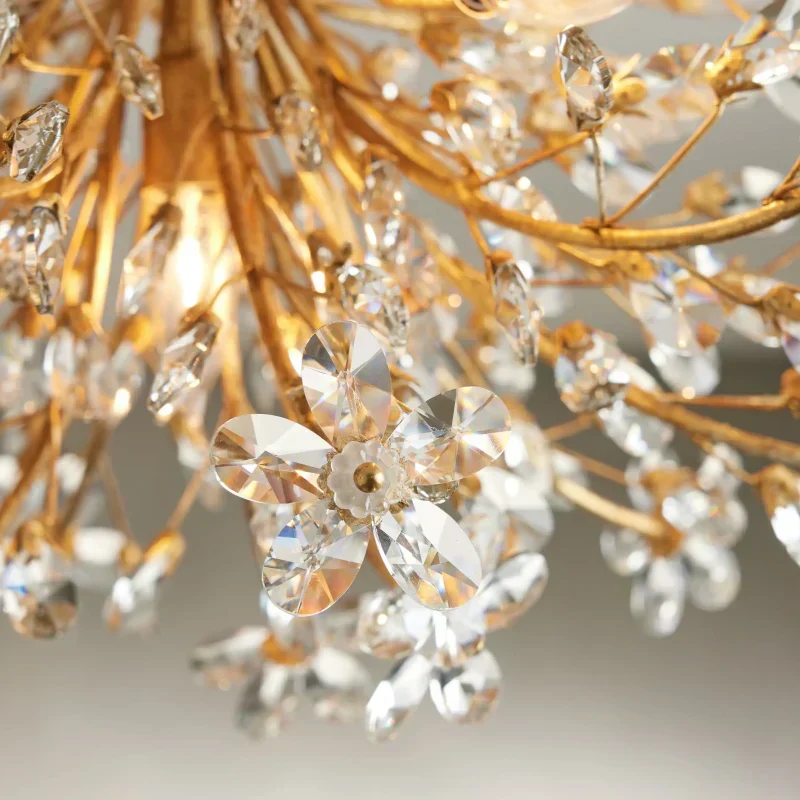 Kristallen Plafondlamp Ø70cm IJzer Handafgewerkt Bloesem Design Vier Lichtpunten Elegant Venetiaans Woonkamer | Sansoti