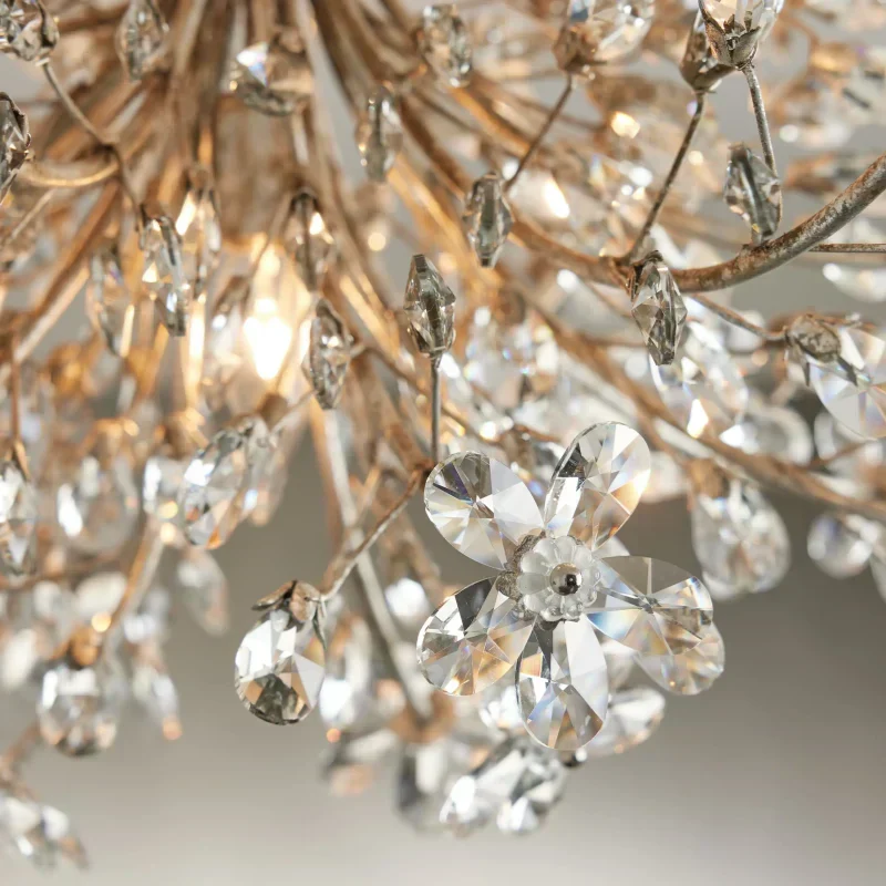 Kristallen Plafondlamp Ø70cm IJzer Handafgewerkt Bloesem Design Vier Lichtpunten Elegant Venetiaans Woonkamer | Sansoti