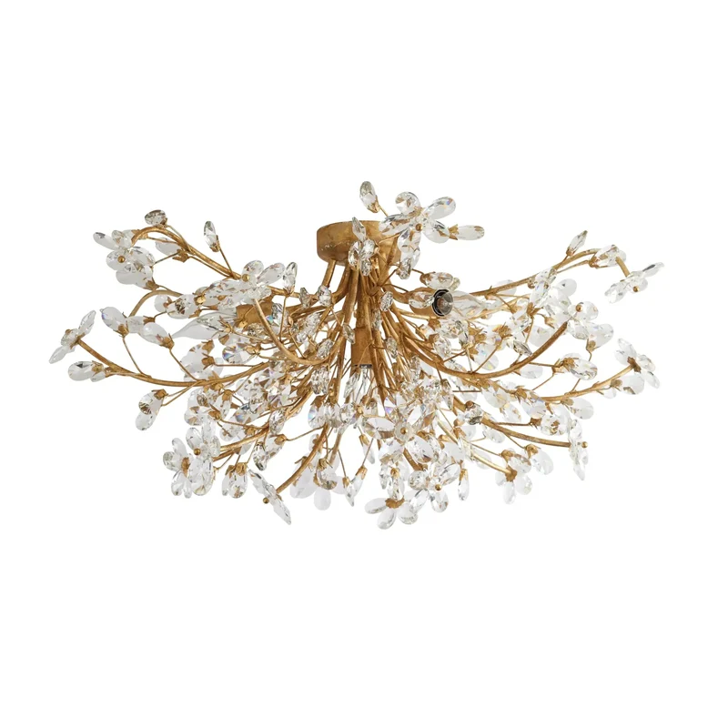 Kristallen Plafondlamp Ø70cm IJzer Handafgewerkt Bloesem Design Vier Lichtpunten Elegant Venetiaans Woonkamer | Sansoti