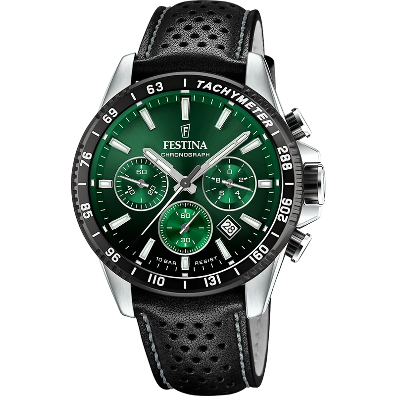 Festina Timeless Chronograph F20561/5 Herrenuhr Schwarz • Miyota Quarzwerk • 10 ATM Wasserdicht