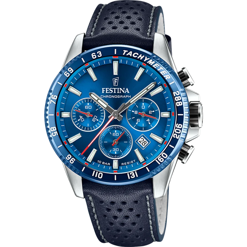 Festina Timeless Chronograph F20561/3 Herrenuhr Blau • Miyota Quarzwerk • Chronograph mit Datum