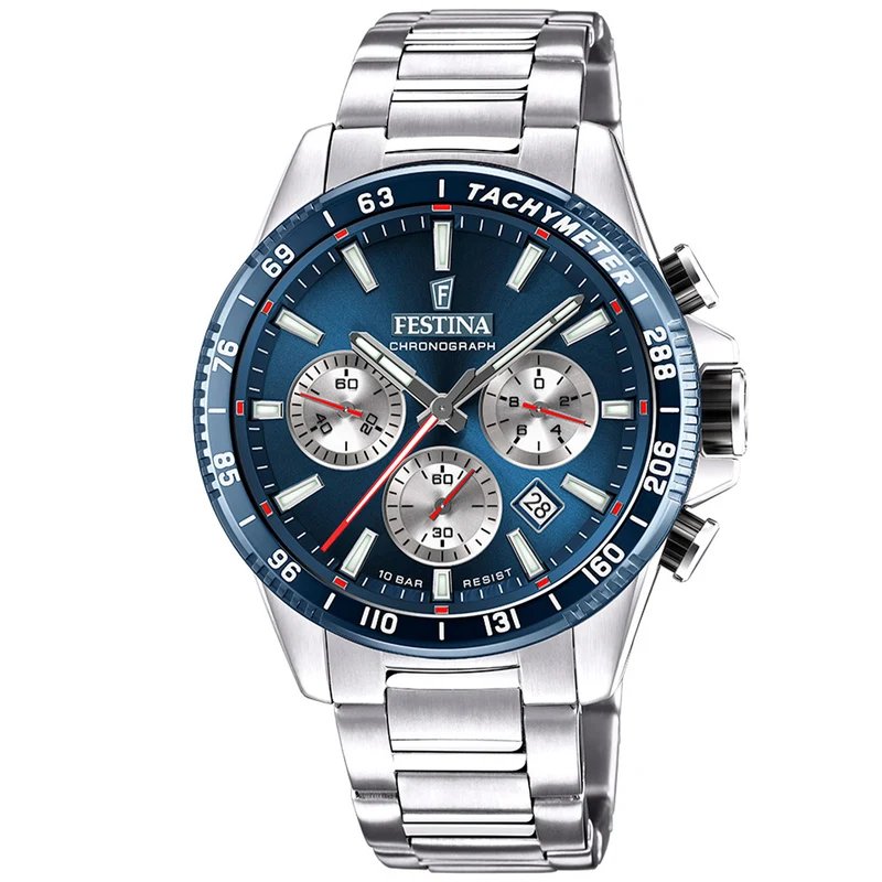 Festina Timeless Chronograph F20560/2 Herrenuhr Blau • Miyota Quarzwerk • 10 ATM wasserdicht