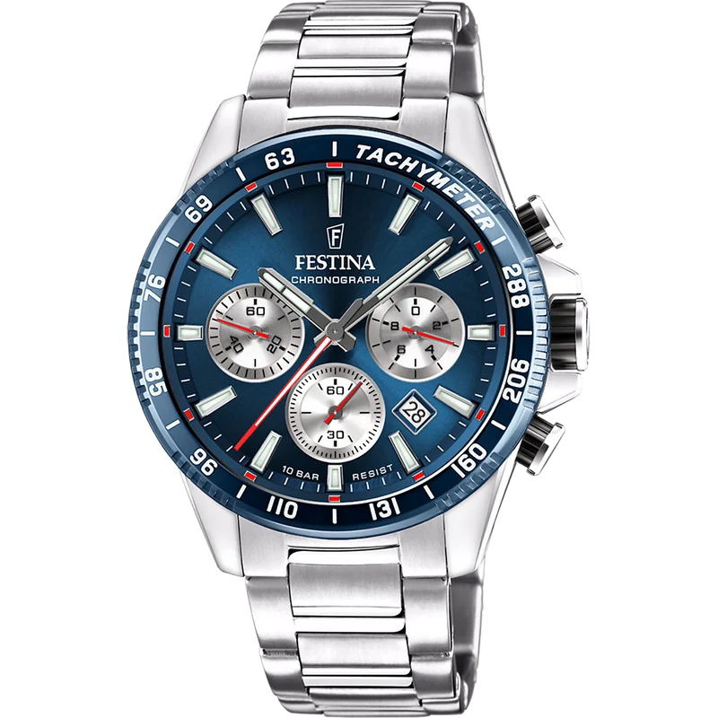 Festina Timeless Chronograph F20560/2 Herrenuhr Blau • Miyota Quarzwerk • 10 ATM wasserdicht