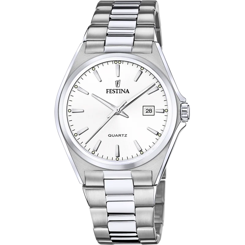 Festina Classics F20552/2 Herrenuhr • Weißes Zifferblatt • Stahlarmband