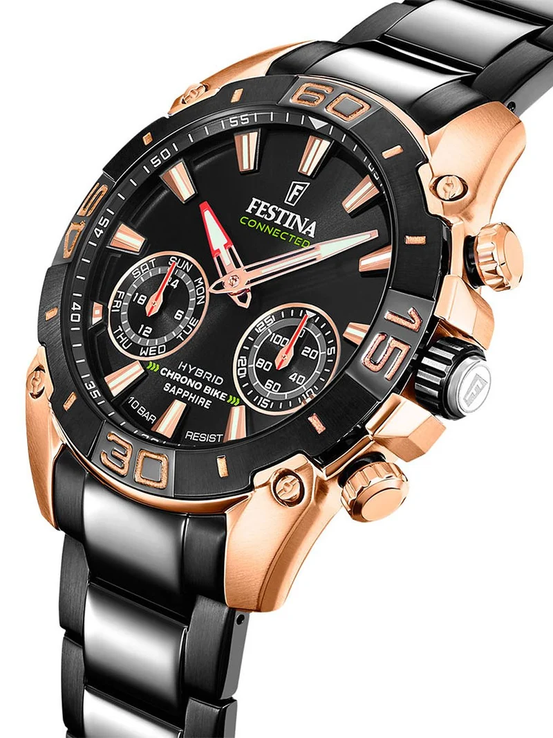 Festina Chrono Bike F20548/1 Herrenuhr Schwarz/Roségold • Chronograph Connected • Special Edition Set