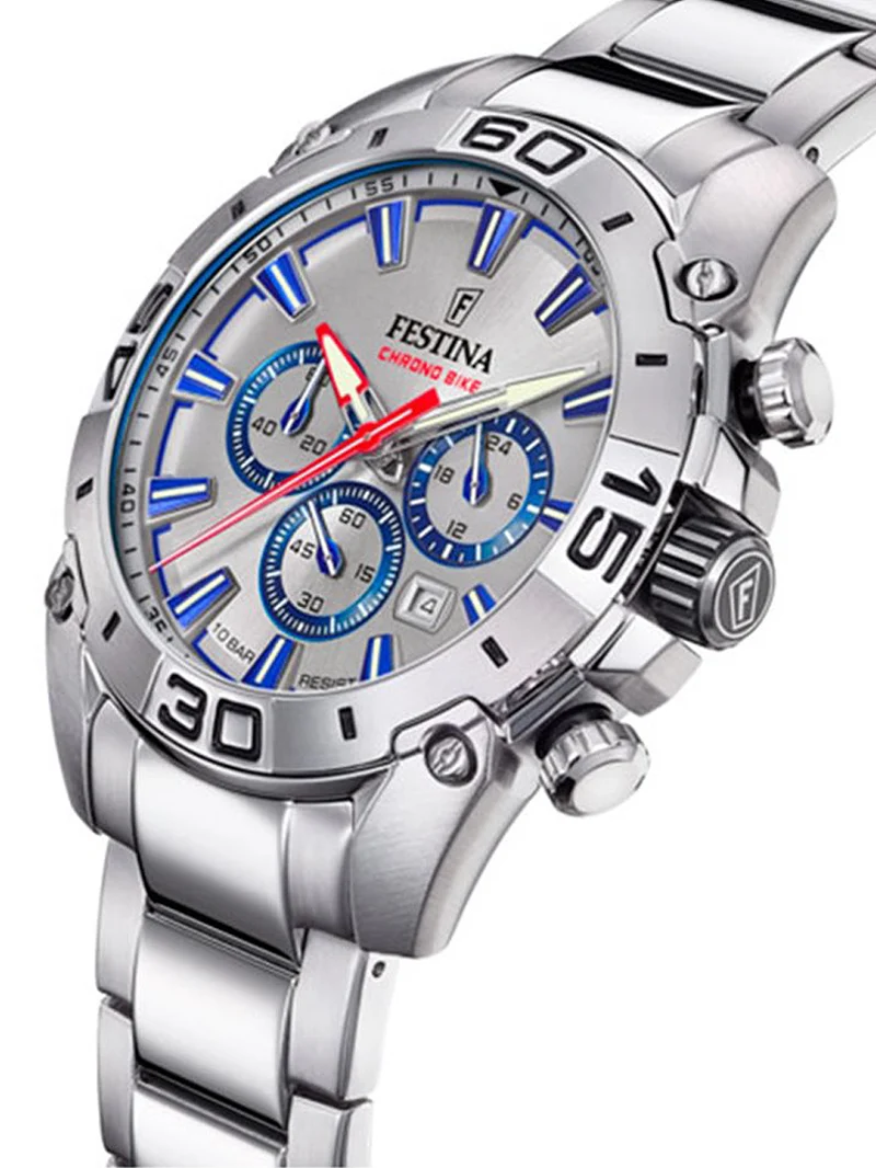 Festina Chrono Bike F20543/1 Herrenuhr Silber • Chronograph • Mineralglas