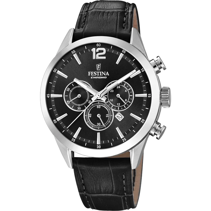 Festina Timeless Chronograph F20542/5 Herrenuhr Schwarz • Chronographenfunktion • Mineralglas