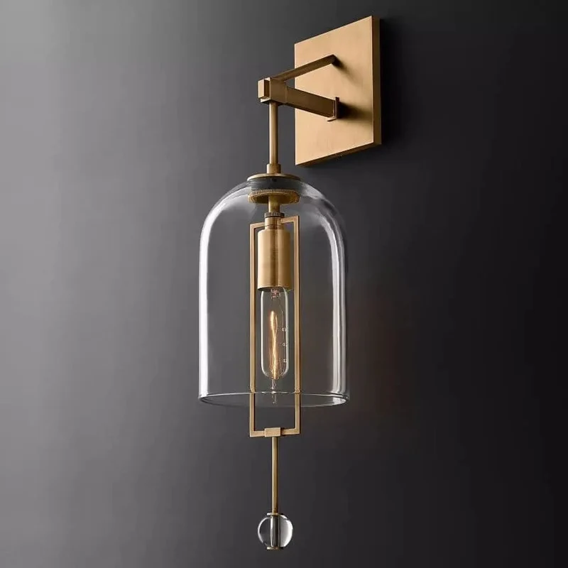 Sculptuur Wandlamp Glazen Bol Balans Design 58cm 73cm Vintage Messing Zwart Nikkel Woonkamer Slaapkamer | Sansoti