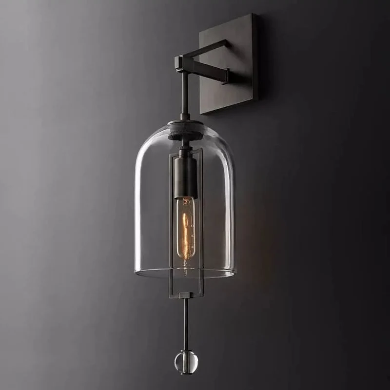 Sculptuur Wandlamp Glazen Bol Balans Design 58cm 73cm Vintage Messing Zwart Nikkel Woonkamer Slaapkamer | Sansoti