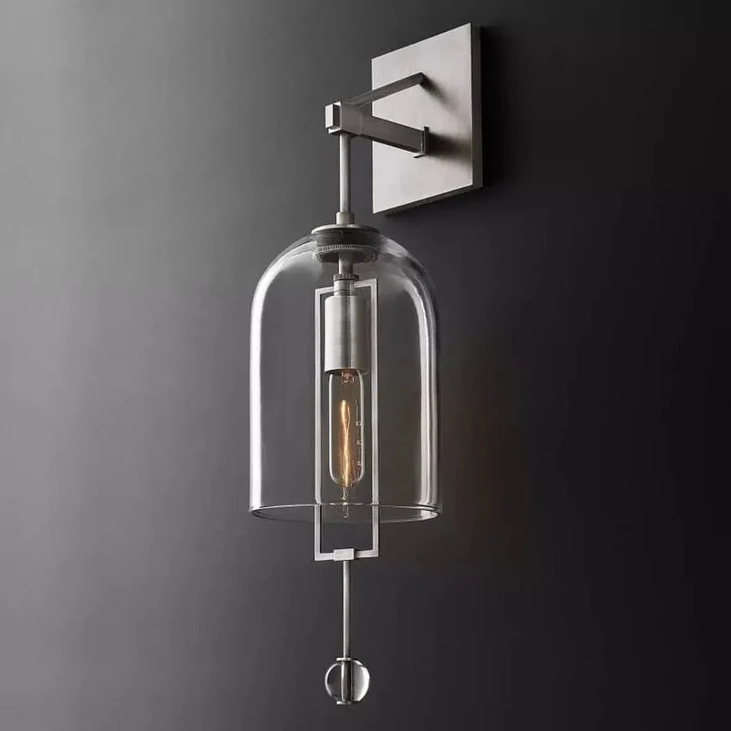 Sculptuur Wandlamp Glazen Bol Balans Design 58cm 73cm Vintage Messing Zwart Nikkel Woonkamer Slaapkamer | Sansoti