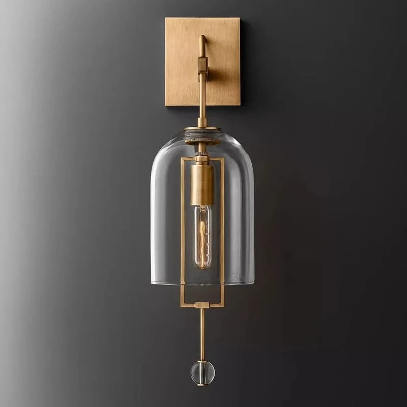 Sculptuur Wandlamp Glazen Bol Balans Design 58cm 73cm Vintage Messing Zwart Nikkel Woonkamer Slaapkamer | Sansoti
