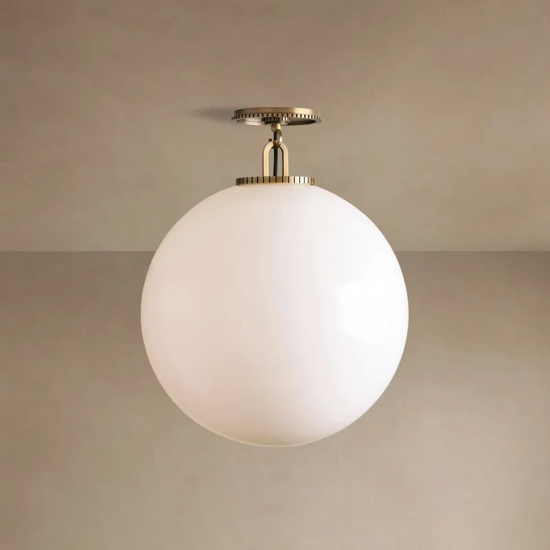 Plafondlamp Bol Glas Staal Moderne Armatuur Woonkamer Slaapkamer Eetkamer Pendel Sfeervolle Plafondverlichting | Sansoti