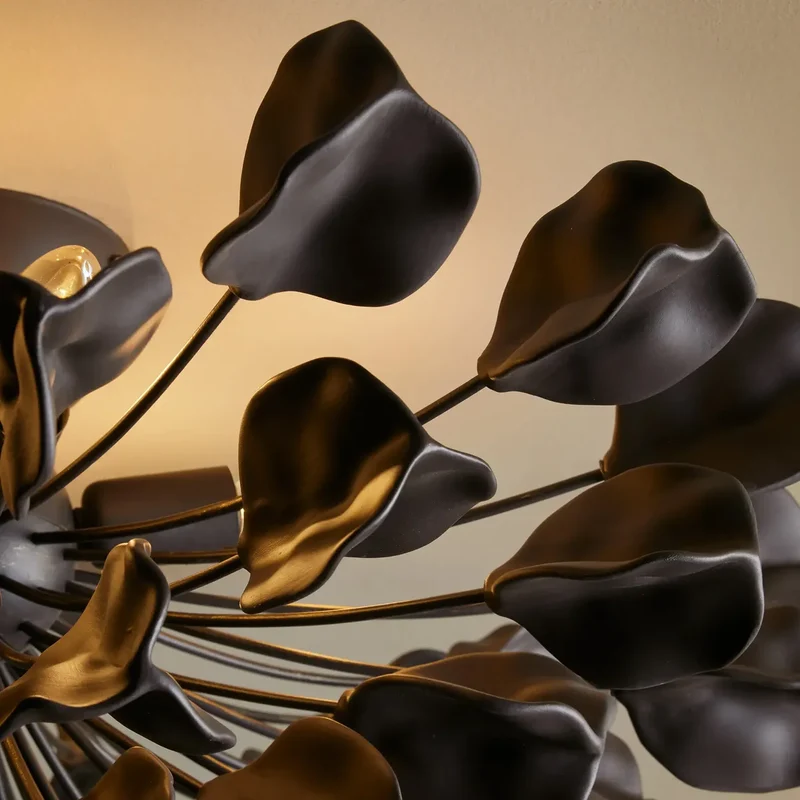 Keramische Plafondlamp met Bladmotief 60cm Dimbaar Warm Wit IJzeren Frame Moderne Hanglamp voor Eetkamer | Sansoti
