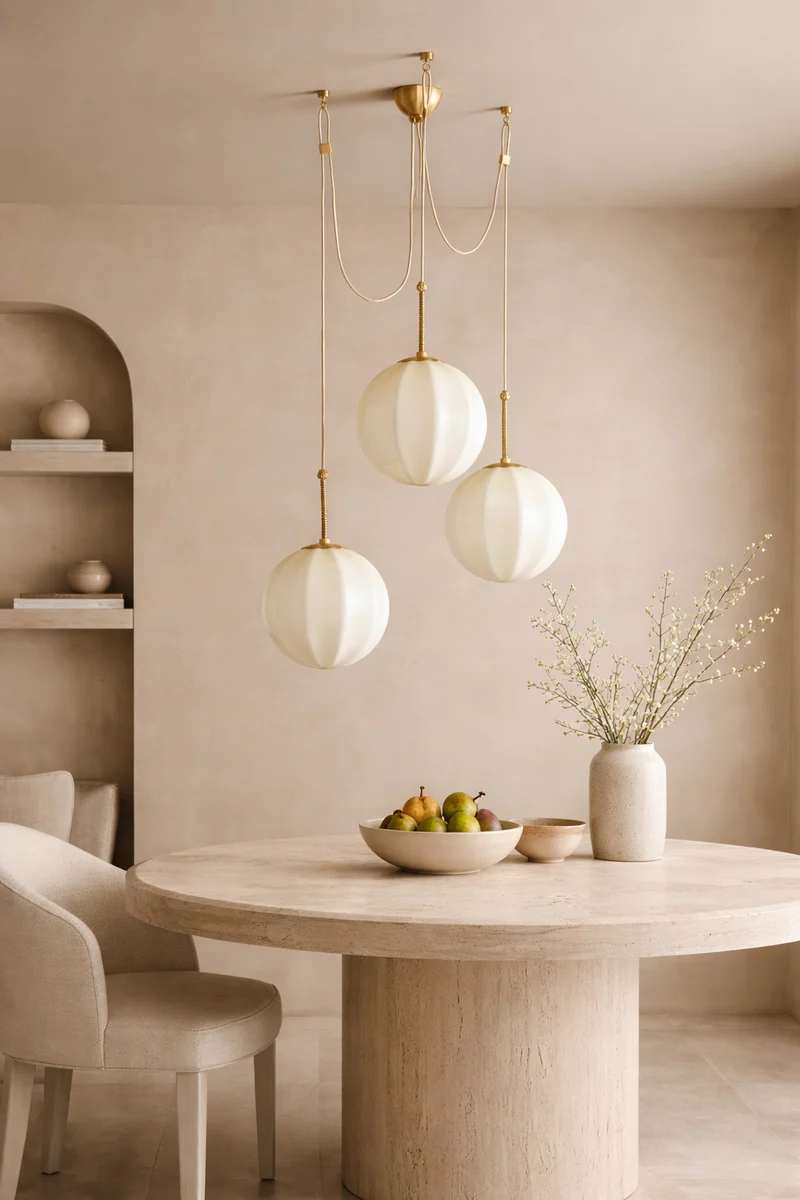 Glazen Hanglamp Crèmewit Messing Vintage Stijl 12-20 cm Eethoek Hal Woonruimte Sfeerverlichting Retro | Sansoti
