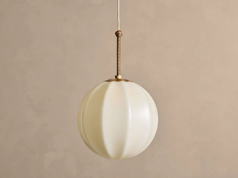 Glazen Hanglamp Crèmewit Messing Vintage Stijl 12-20 cm Eethoek Hal Woonruimte Sfeerverlichting Retro | Sansoti