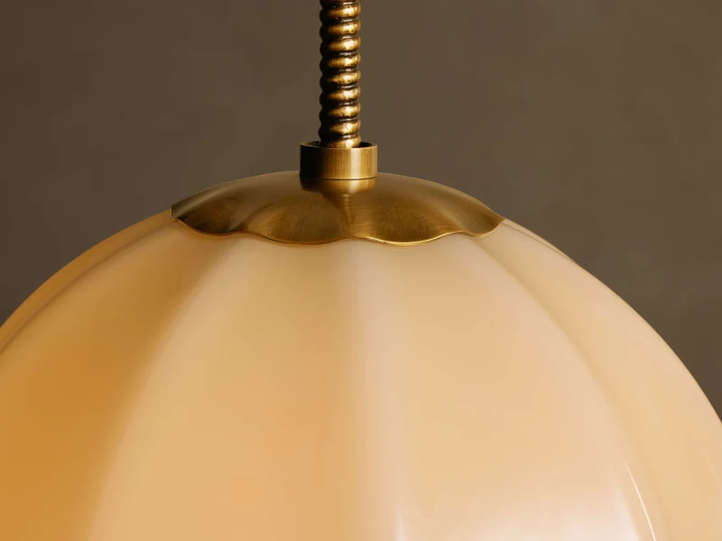 Glazen Hanglamp Crèmewit Messing Vintage Stijl 12-20 cm Eethoek Hal Woonruimte Sfeerverlichting Retro | Sansoti