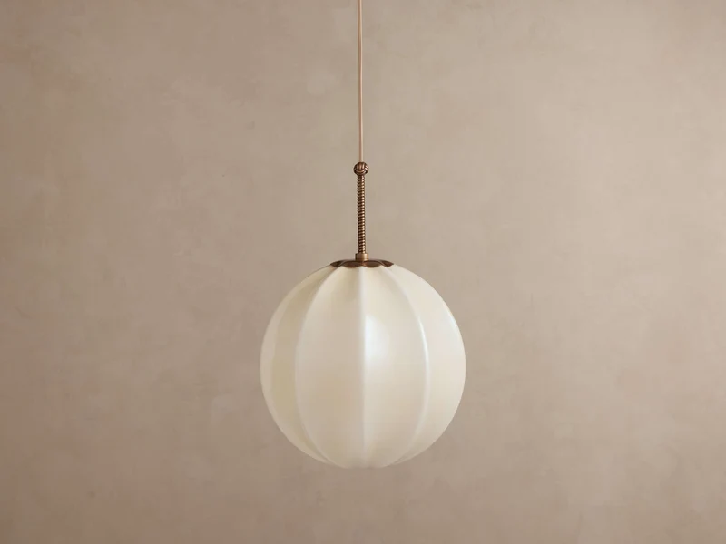 Glazen Hanglamp Crèmewit Messing Vintage Stijl 12-20 cm Eethoek Hal Woonruimte Sfeerverlichting Retro | Sansoti
