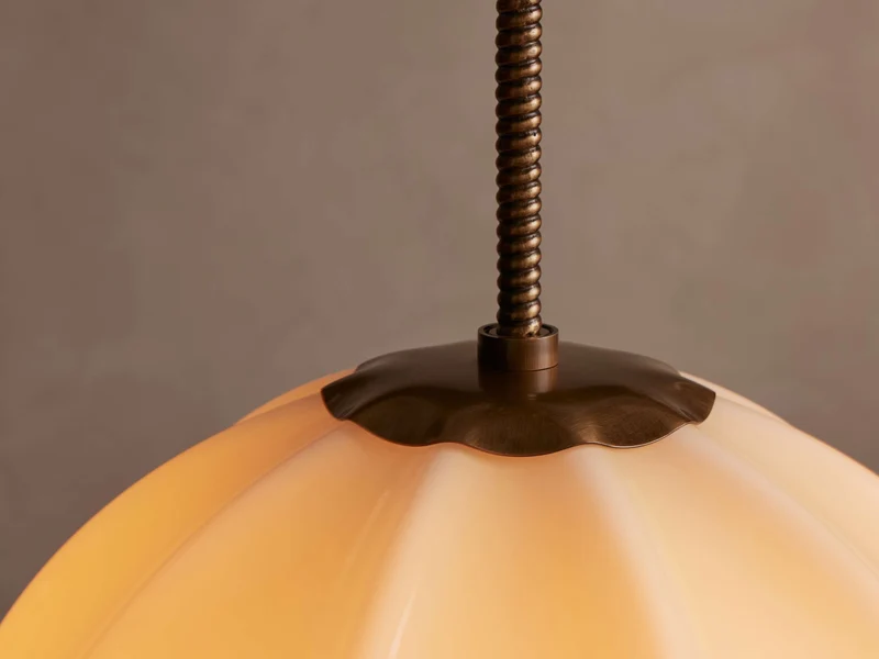 Glazen Hanglamp Crèmewit Messing Vintage Stijl 12-20 cm Eethoek Hal Woonruimte Sfeerverlichting Retro | Sansoti