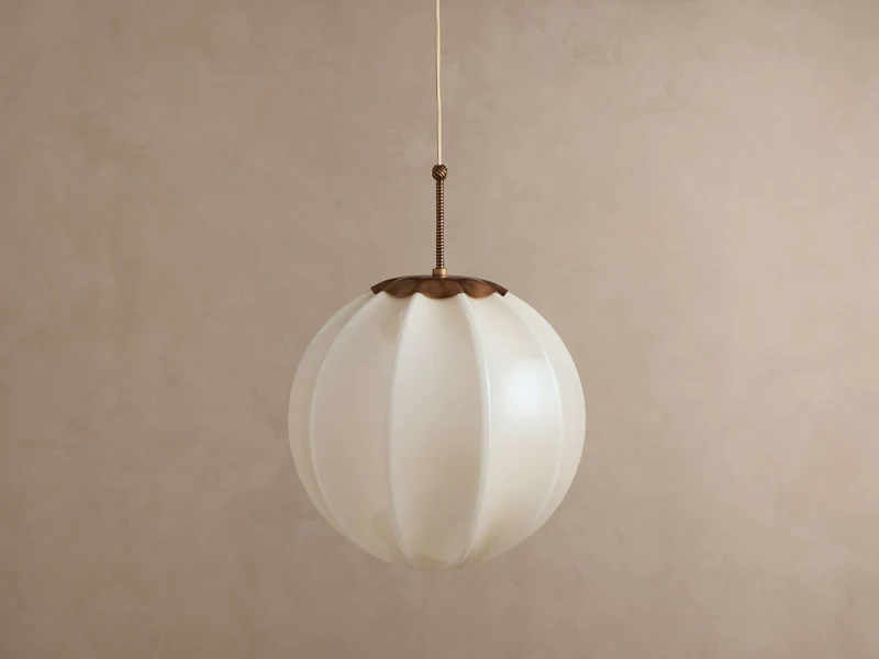 Glazen Hanglamp Crèmewit Messing Vintage Stijl 12-20 cm Eethoek Hal Woonruimte Sfeerverlichting Retro | Sansoti