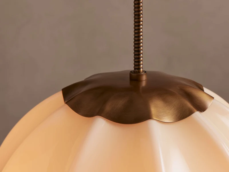 Glazen Hanglamp Crèmewit Messing Vintage Stijl 12-20 cm Eethoek Hal Woonruimte Sfeerverlichting Retro | Sansoti