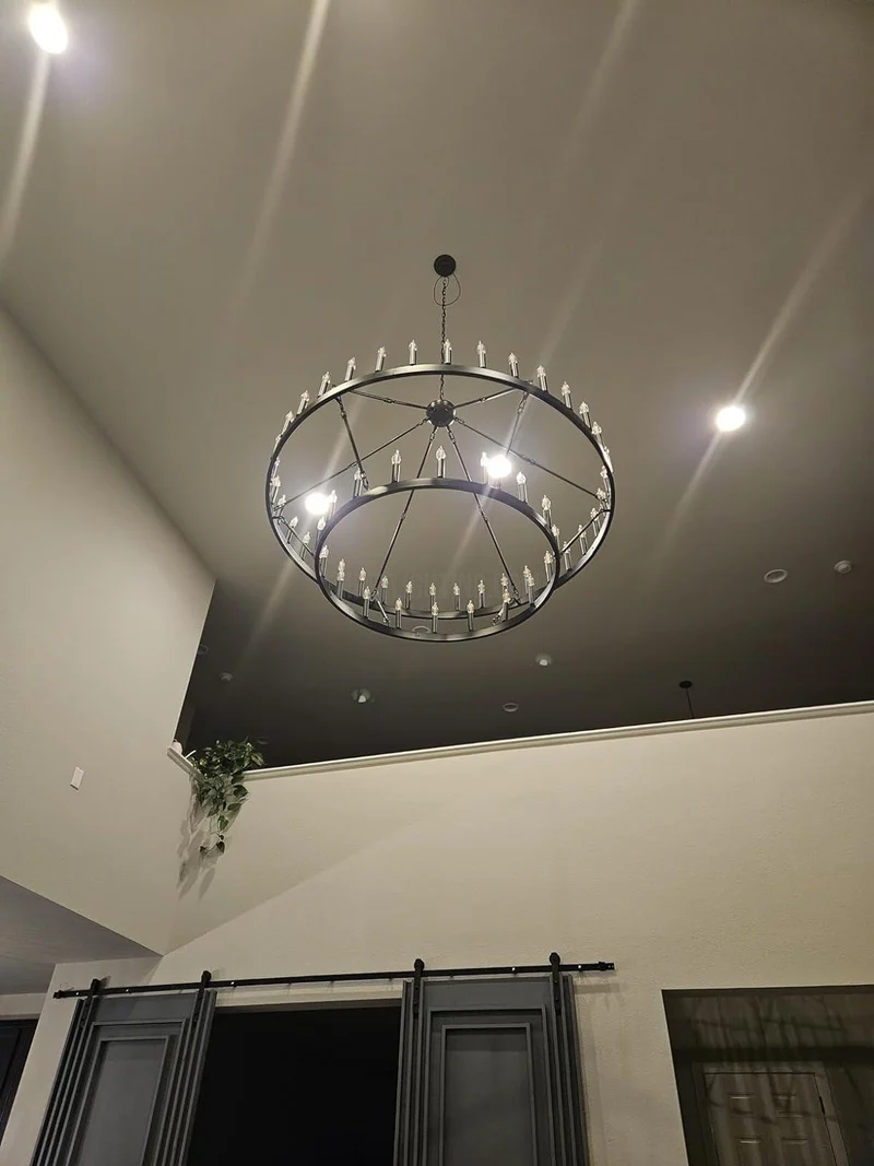 Industriële Kroonluchter Vintage Filament Zwart Mat Messing Twee Lagen Woonkamer Eetkamer Verlichting | Sansoti