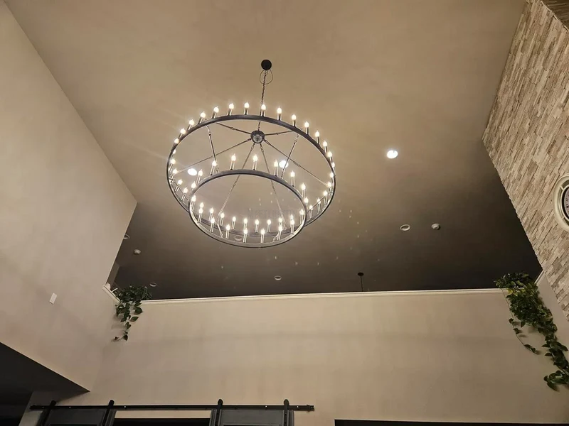 Industriële Kroonluchter Vintage Filament Zwart Mat Messing Twee Lagen Woonkamer Eetkamer Verlichting | Sansoti