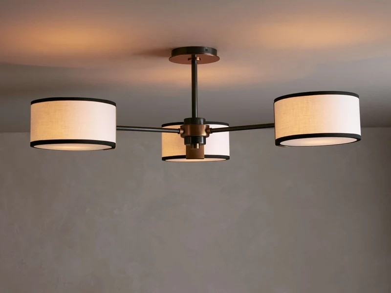Ronde Plafondlamp met Stoffen Kap 91cm Warm Licht voor Woonkamer Slaapkamer Eetkamer Moderne Sfeerverlichting | Sansoti