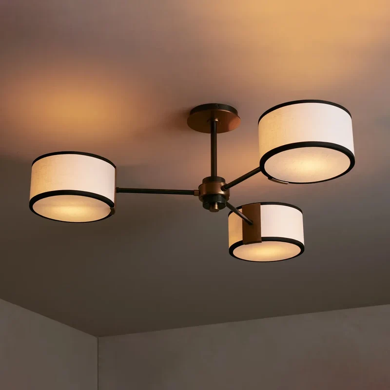 Ronde Plafondlamp met Stoffen Kap 91cm Warm Licht voor Woonkamer Slaapkamer Eetkamer Moderne Sfeerverlichting | Sansoti