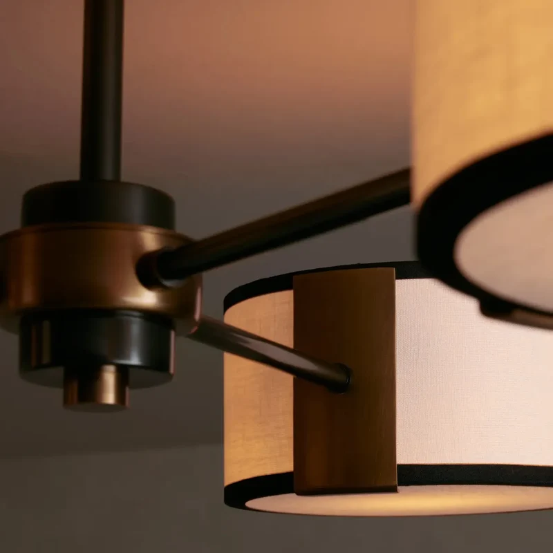 Ronde Plafondlamp met Stoffen Kap 91cm Warm Licht voor Woonkamer Slaapkamer Eetkamer Moderne Sfeerverlichting | Sansoti