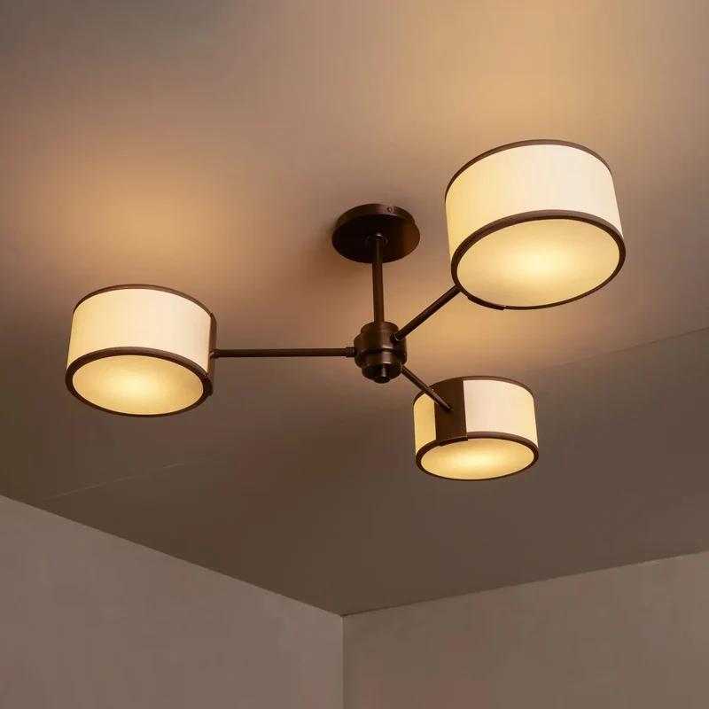 Ronde Plafondlamp met Stoffen Kap 91cm Warm Licht voor Woonkamer Slaapkamer Eetkamer Moderne Sfeerverlichting | Sansoti