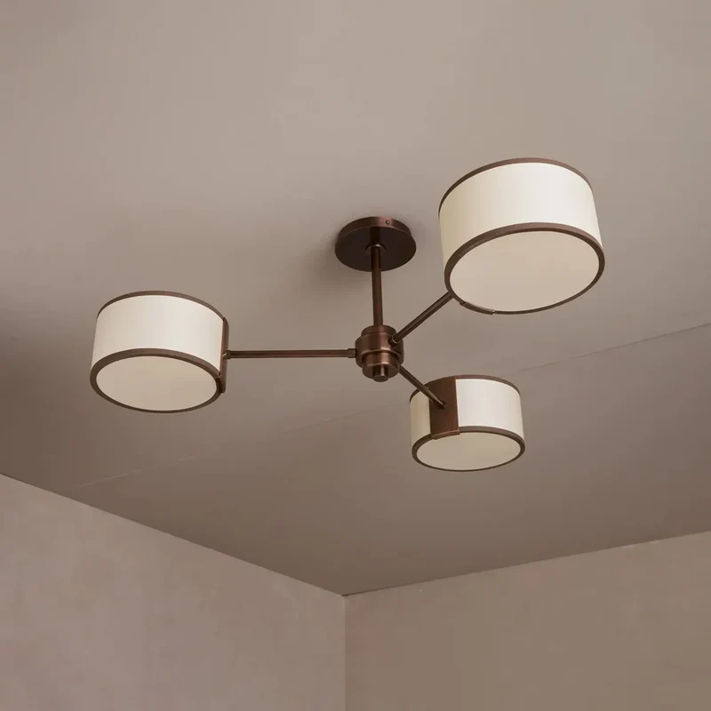 Ronde Plafondlamp met Stoffen Kap 91cm Warm Licht voor Woonkamer Slaapkamer Eetkamer Moderne Sfeerverlichting | Sansoti