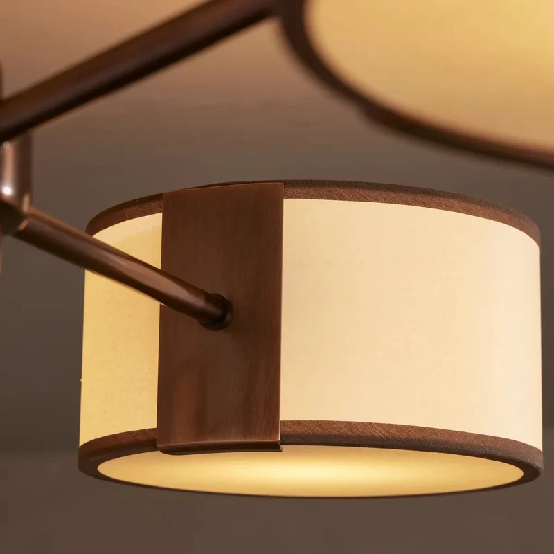 Ronde Plafondlamp met Stoffen Kap 91cm Warm Licht voor Woonkamer Slaapkamer Eetkamer Moderne Sfeerverlichting | Sansoti
