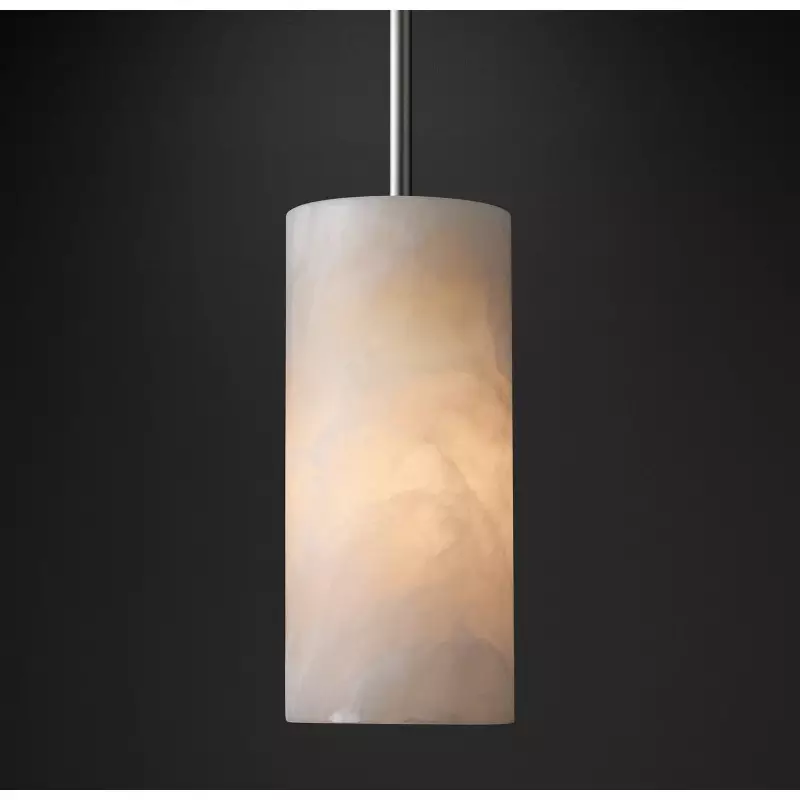 Cilindervormige Hanglamp Natuursteen Handgesneden Alabaster Metaal E26 Warm Licht Eetkamer Slaapkamer | Sansoti