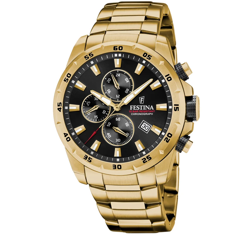 Festina Timeless Chronograph F20541/4 Herrenuhr Schwarz • Chronograph • Mineralglas