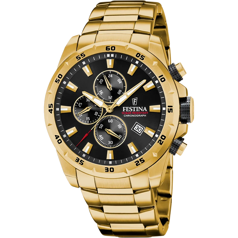Festina Timeless Chronograph F20541/4 Herrenuhr Schwarz • Chronograph • Mineralglas
