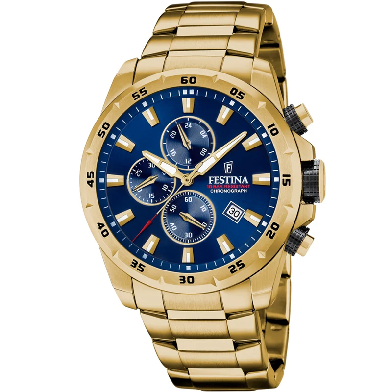 Festina F20541/2 Timeless Chronograph Herrenuhr Blau • Chronographenfunktion • Edelstahlgehäuse