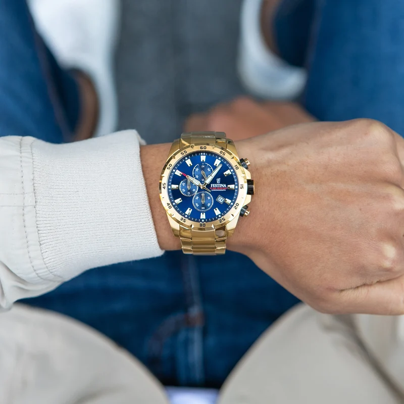 Festina F20541/2 Timeless Chronograph Herrenuhr Blau • Chronographenfunktion • Edelstahlgehäuse